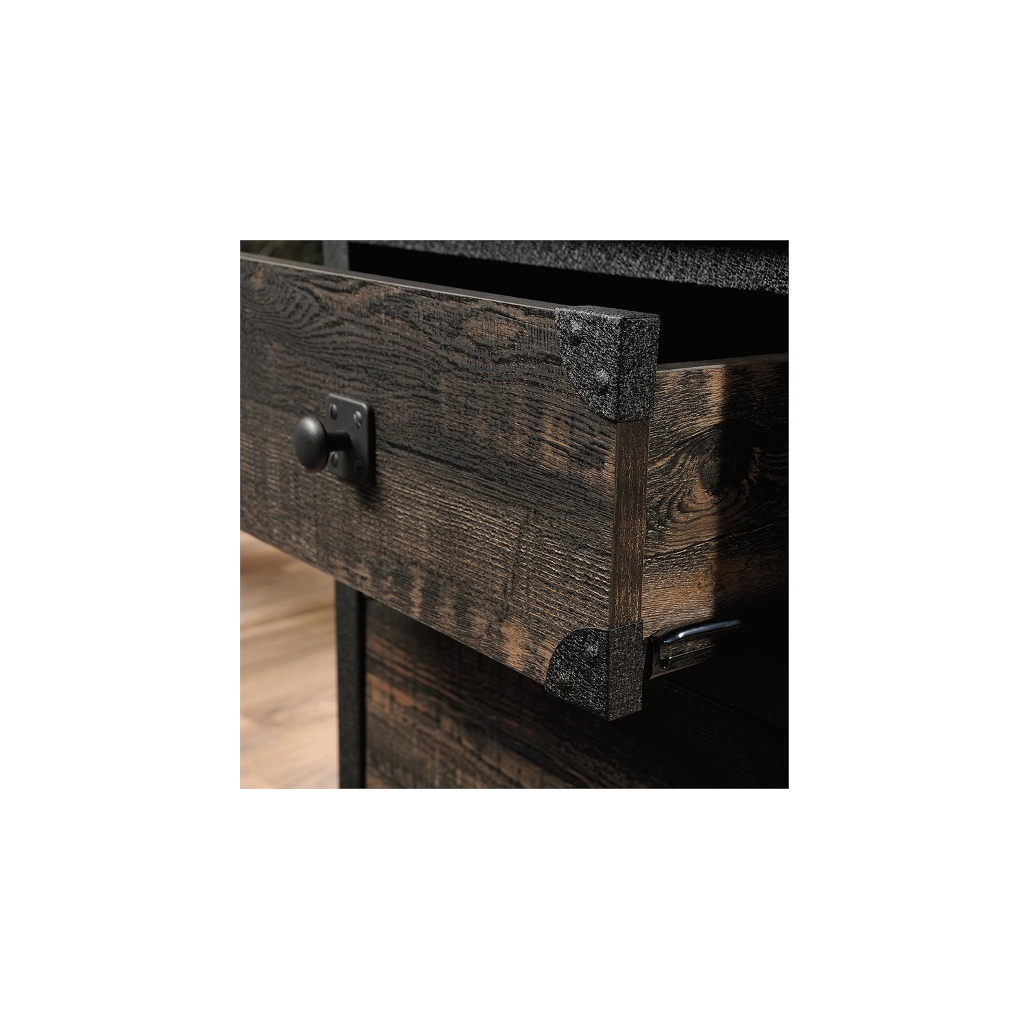 Sauder – Classeur mobile à 2 tiroirs Steel River, chêne charbon/noir