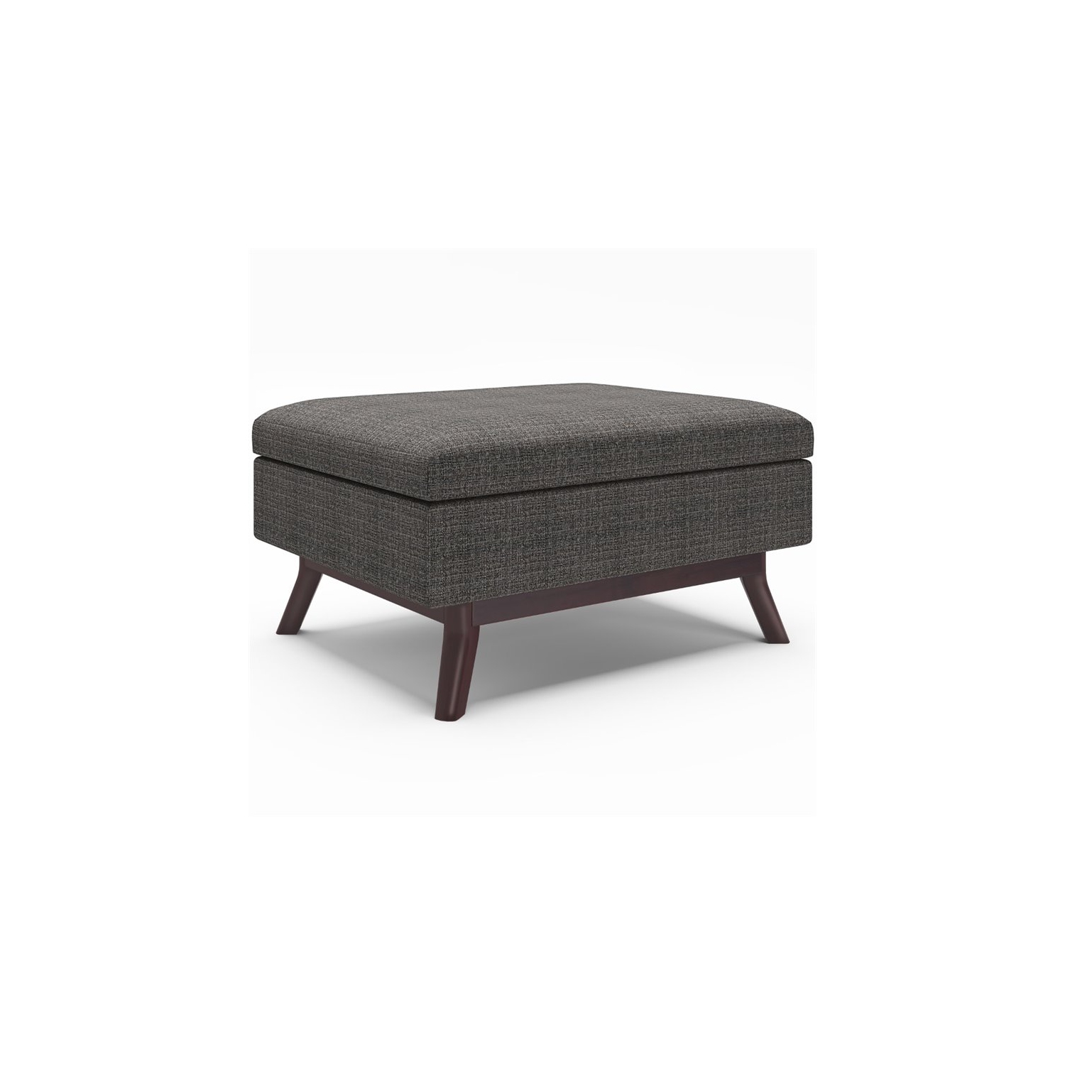 Simpli Home Owen 36" Square Upholstered Modern Coffee Table Ottoman in Ebony