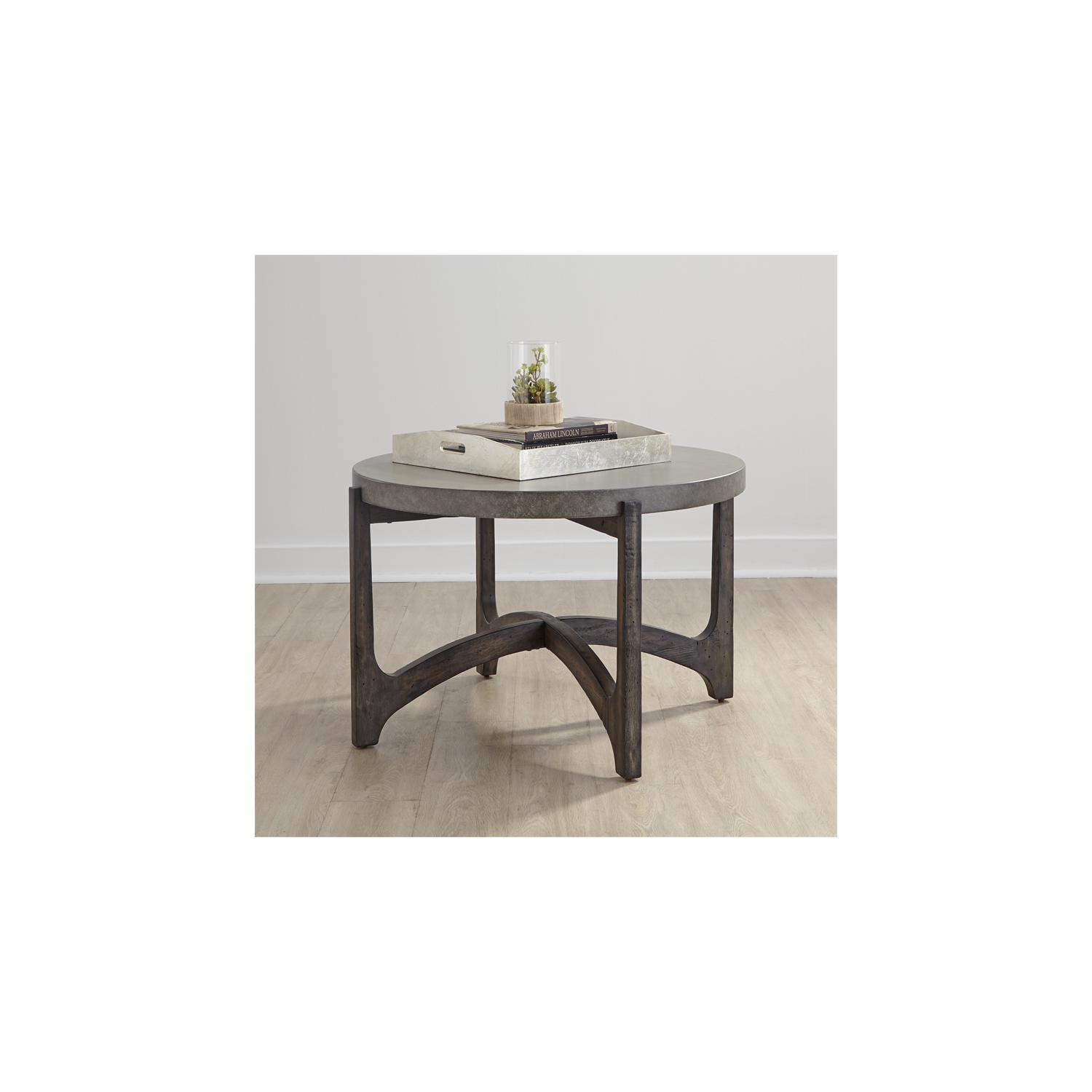 Table basse ronde Cascade, brun foncé