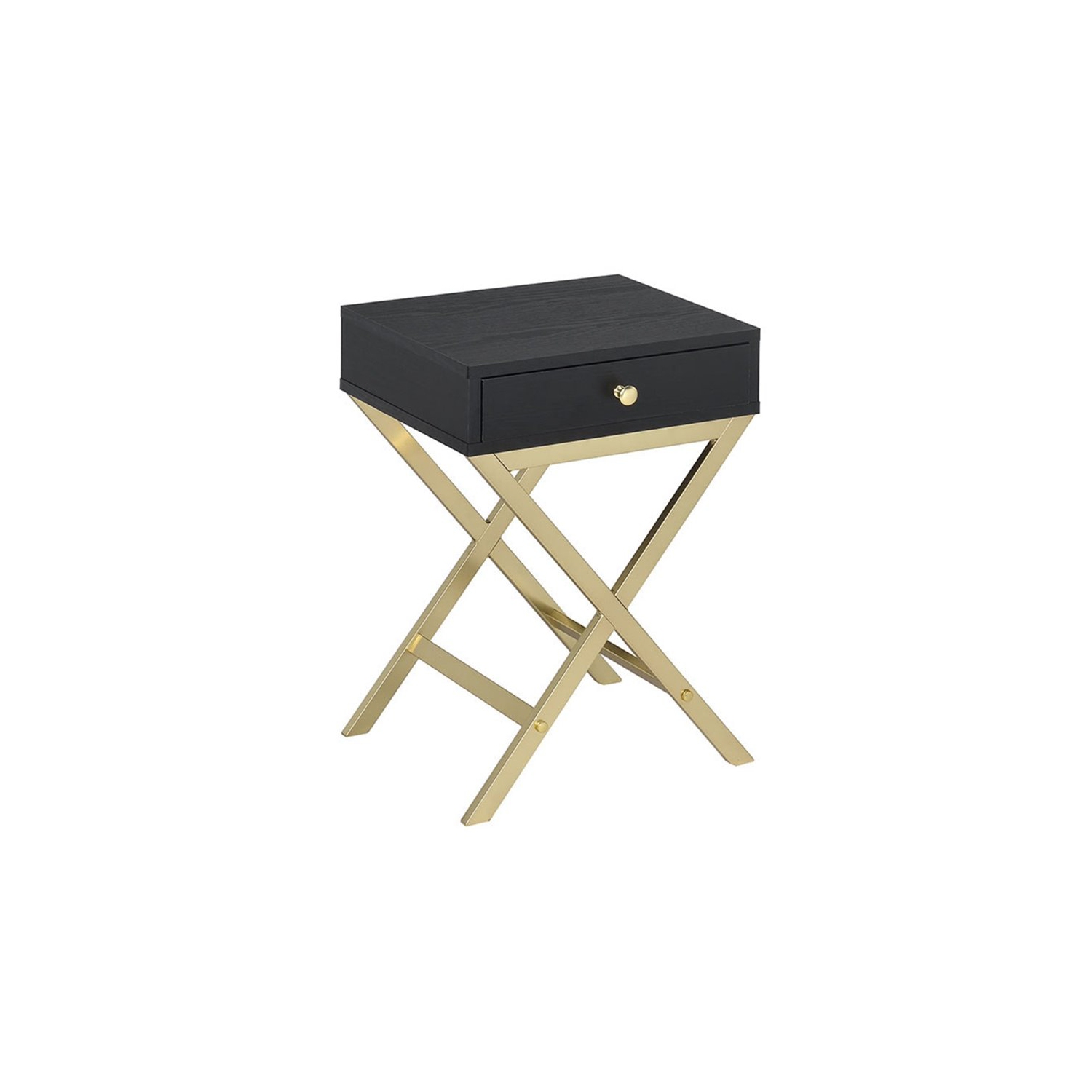 Bowery Hill End Table in Black and Brass