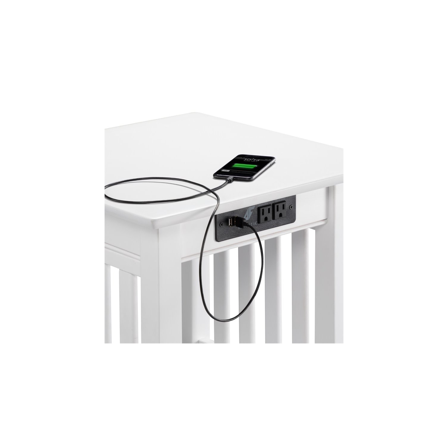 AFI Mission 20" Charger End Table in White