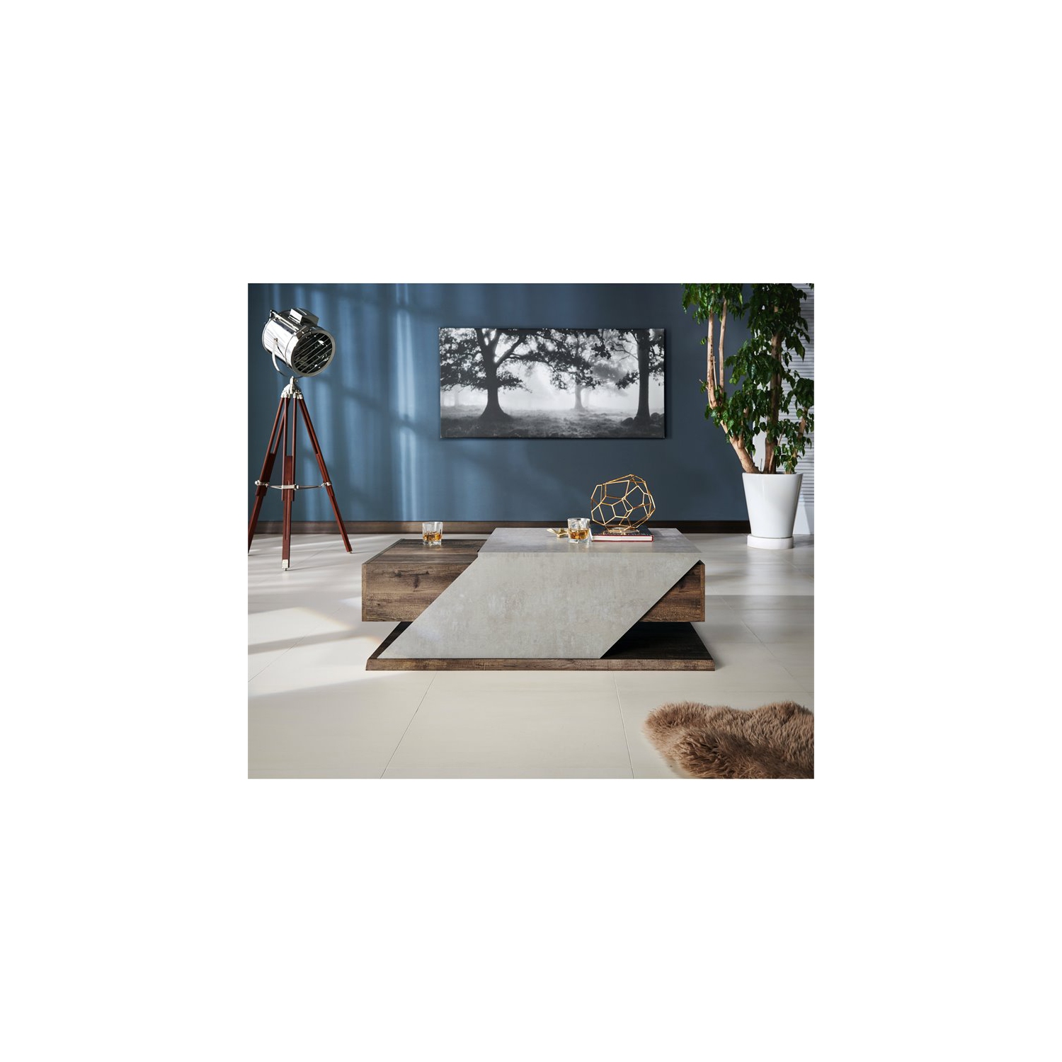 Furniture of America Menster Modern Wood Storage Coffee Table in Reclaimed Oak