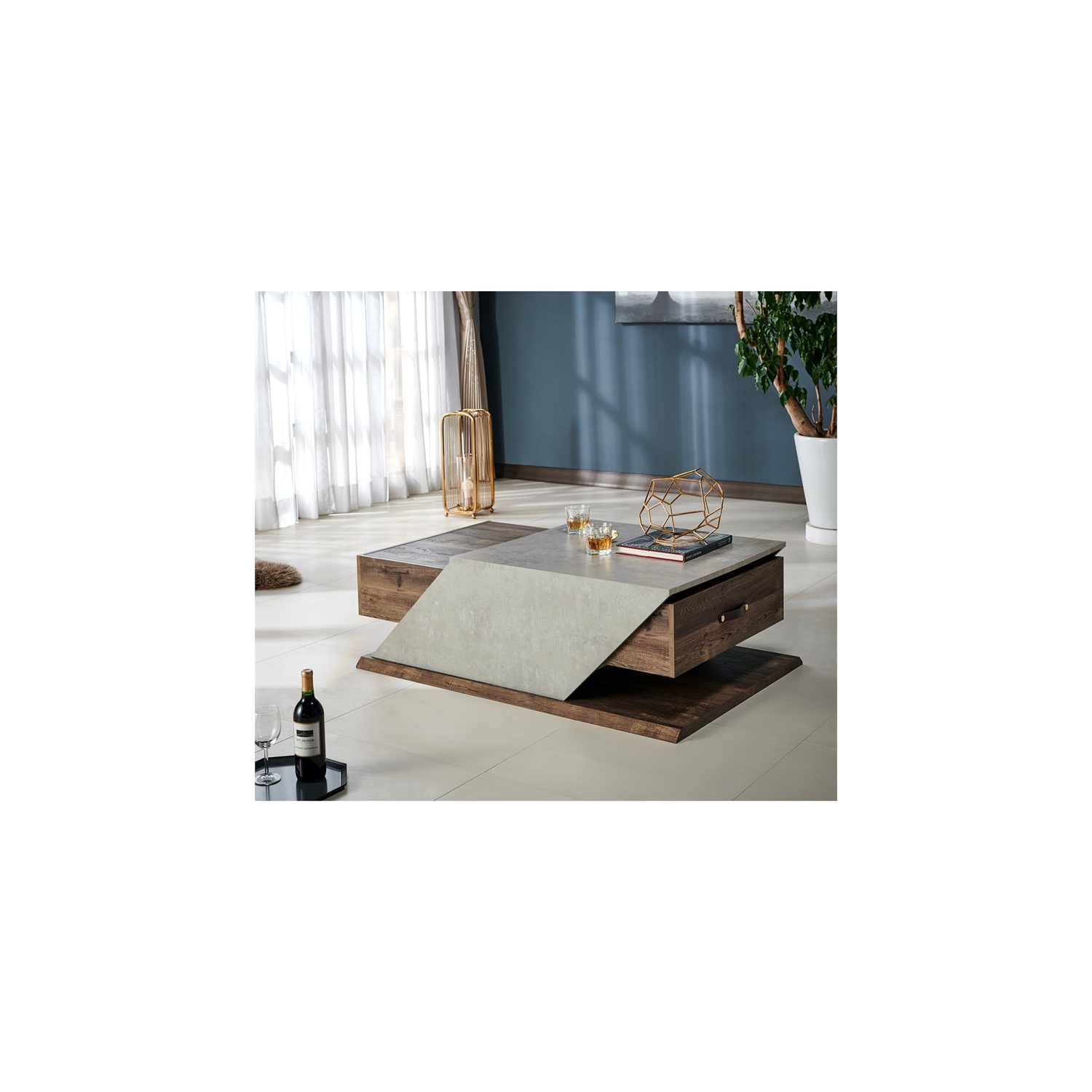 Furniture of America Menster Modern Wood Storage Coffee Table in Reclaimed Oak