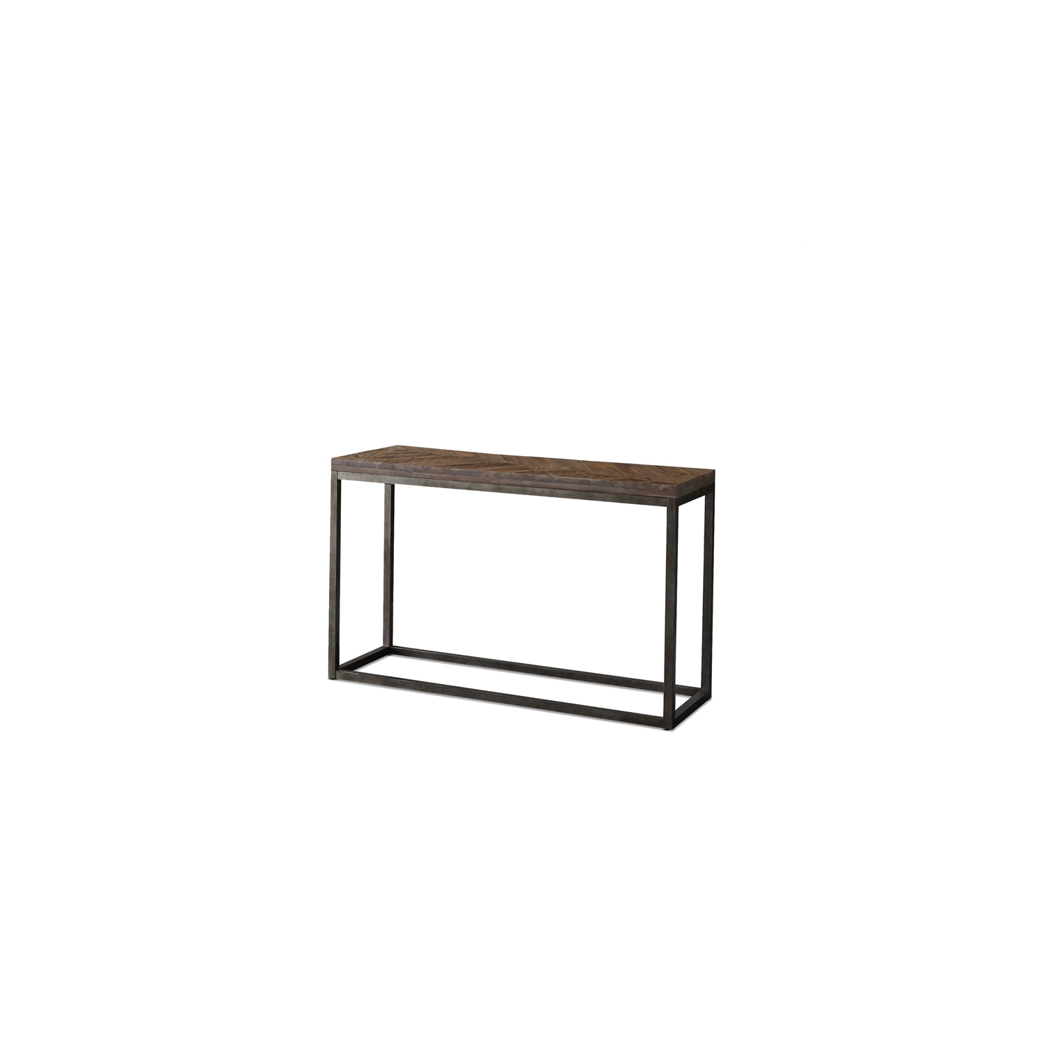 Lorenza Console Table in Distressed Brown Wood with Nickel base