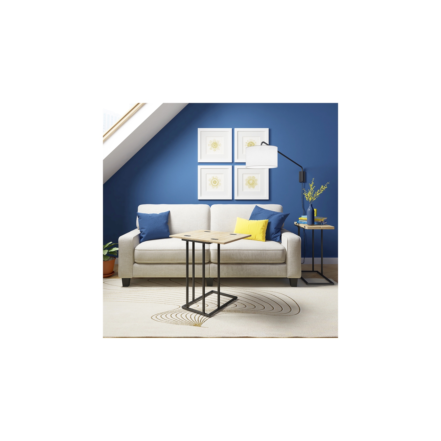 Serta Harton Rustic Expandable C Side Table Natural Brown