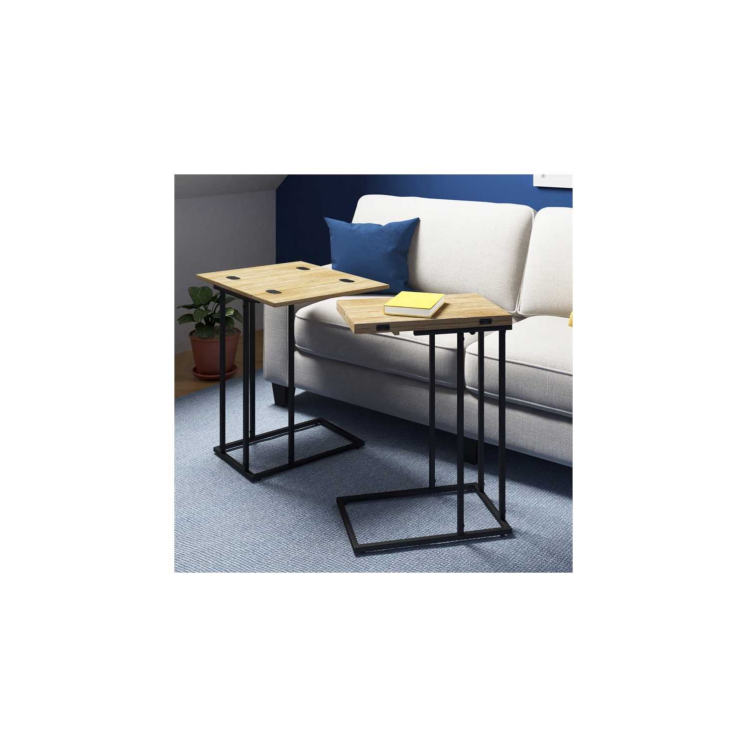 Serta Harton Rustic Expandable C Side Table Natural Brown