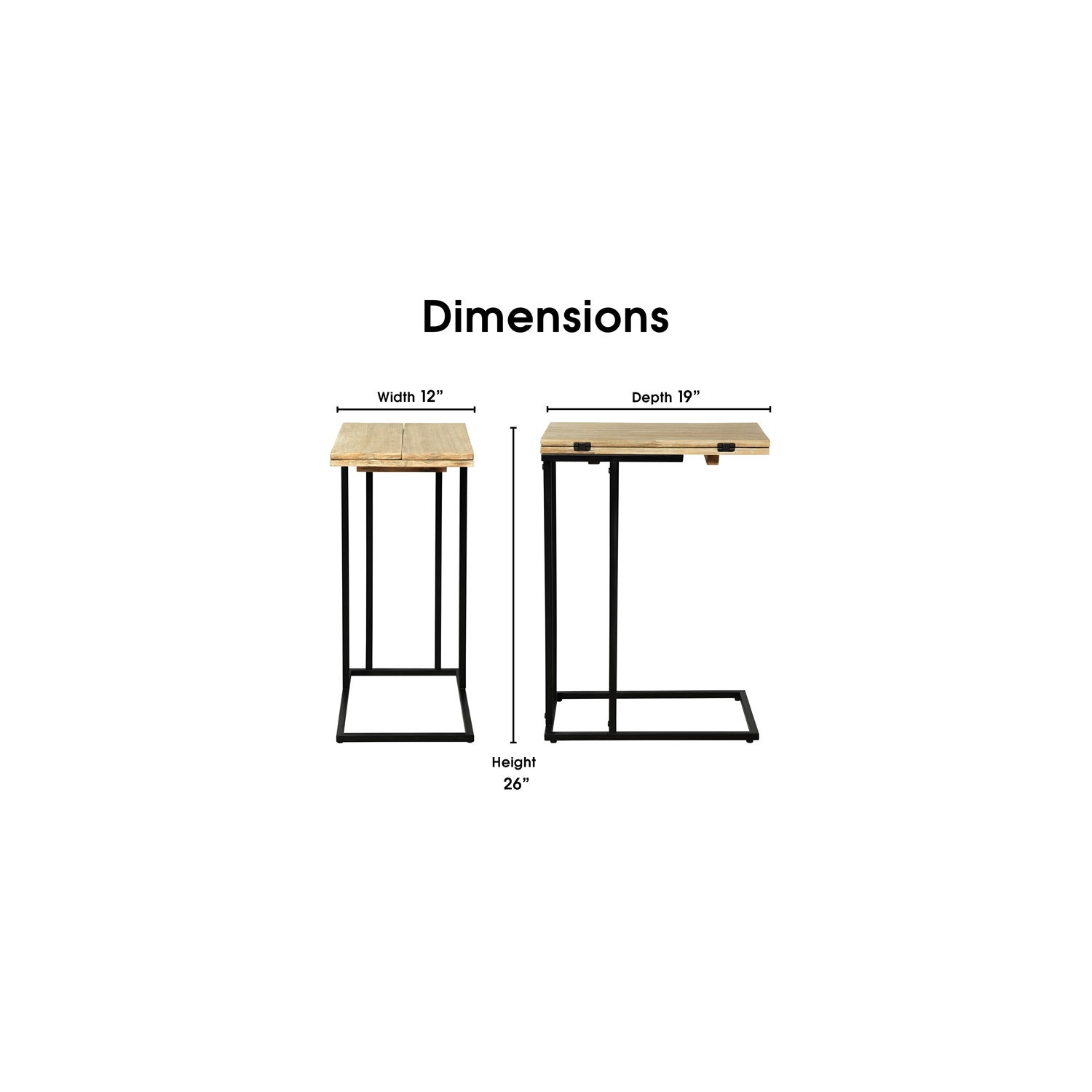 Serta Harton Rustic Expandable C Side Table Natural Brown