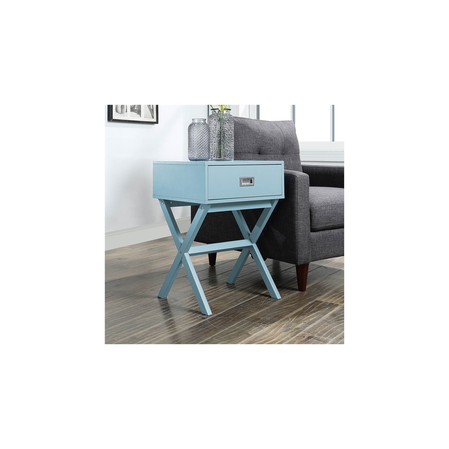 Convenience Concepts Designs2Go Landon One-Drawer End Table in Mint Green Wood