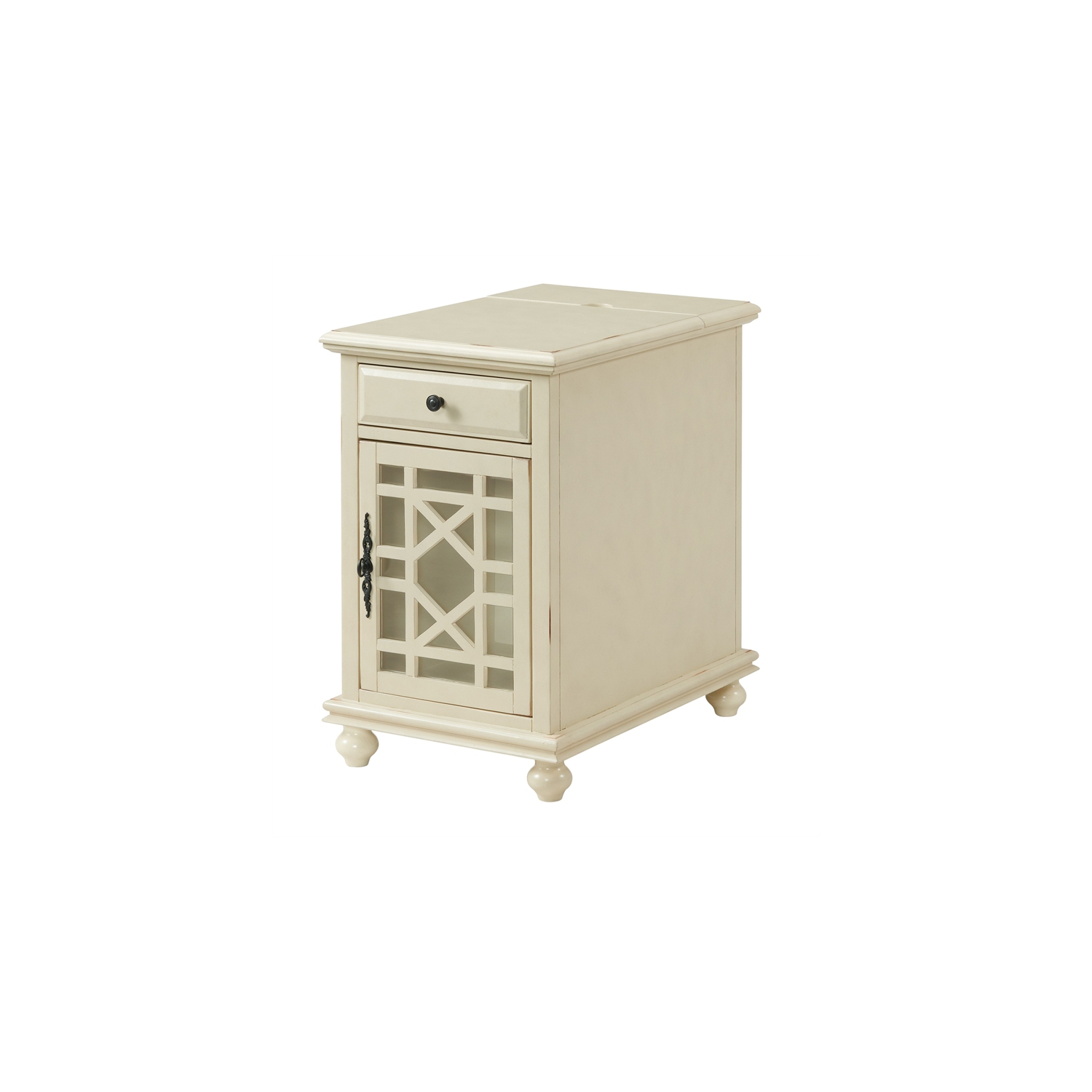 Bowery Hill Traditional Chairside Wood Table in Antique White