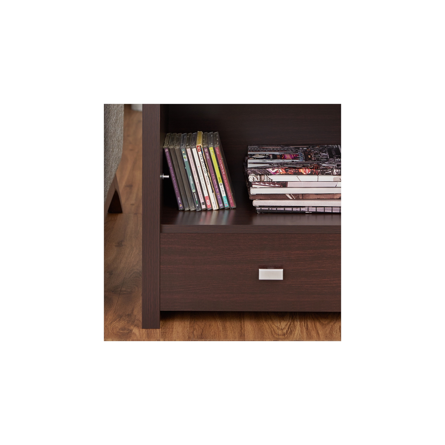 Furniture of America Debrah Contemporary Wood Open Shelf End Table in Walnut