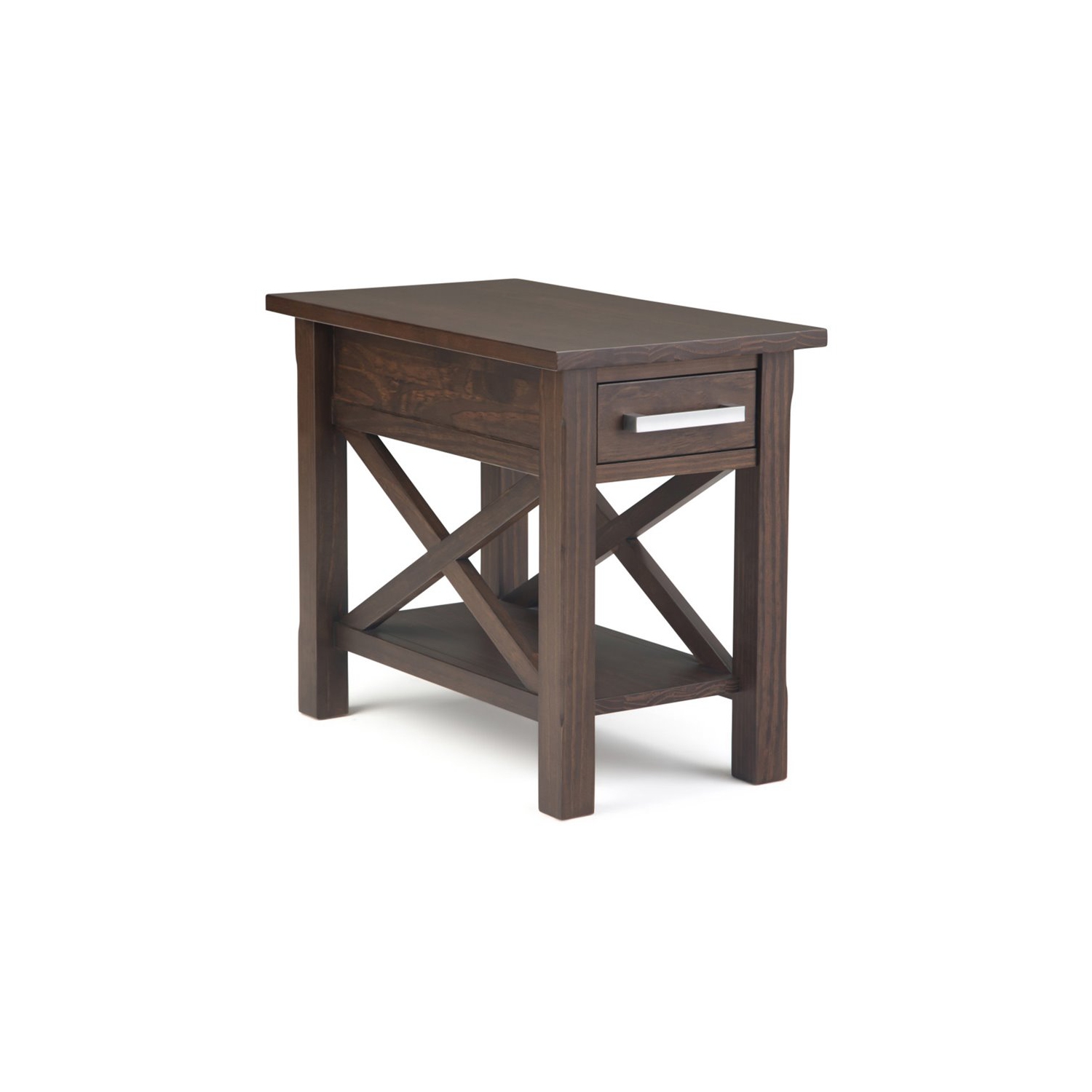 Simpli Home Kitchener 1 Drawer End Table in Warm Walnut
