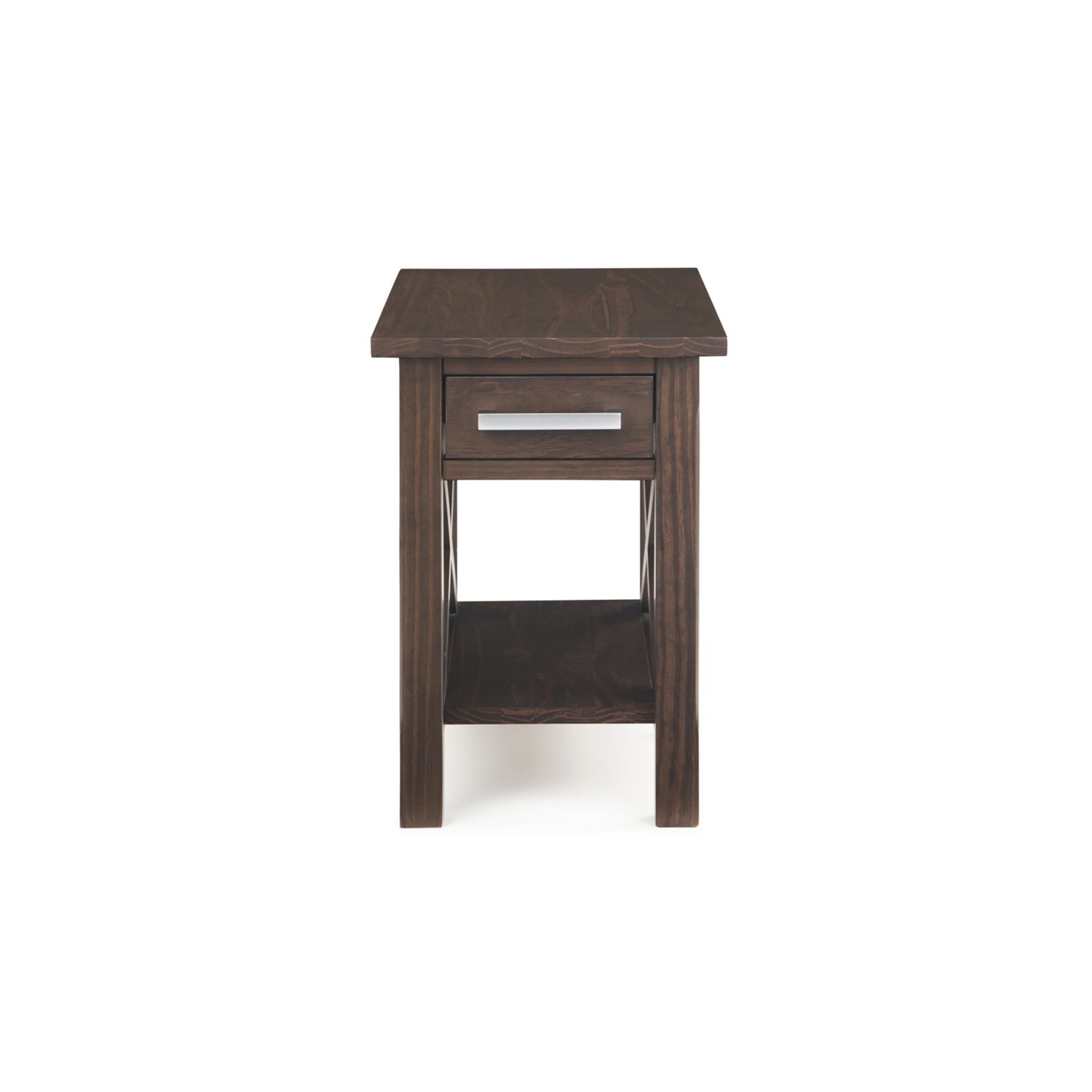 Simpli Home Kitchener 1 Drawer End Table in Warm Walnut