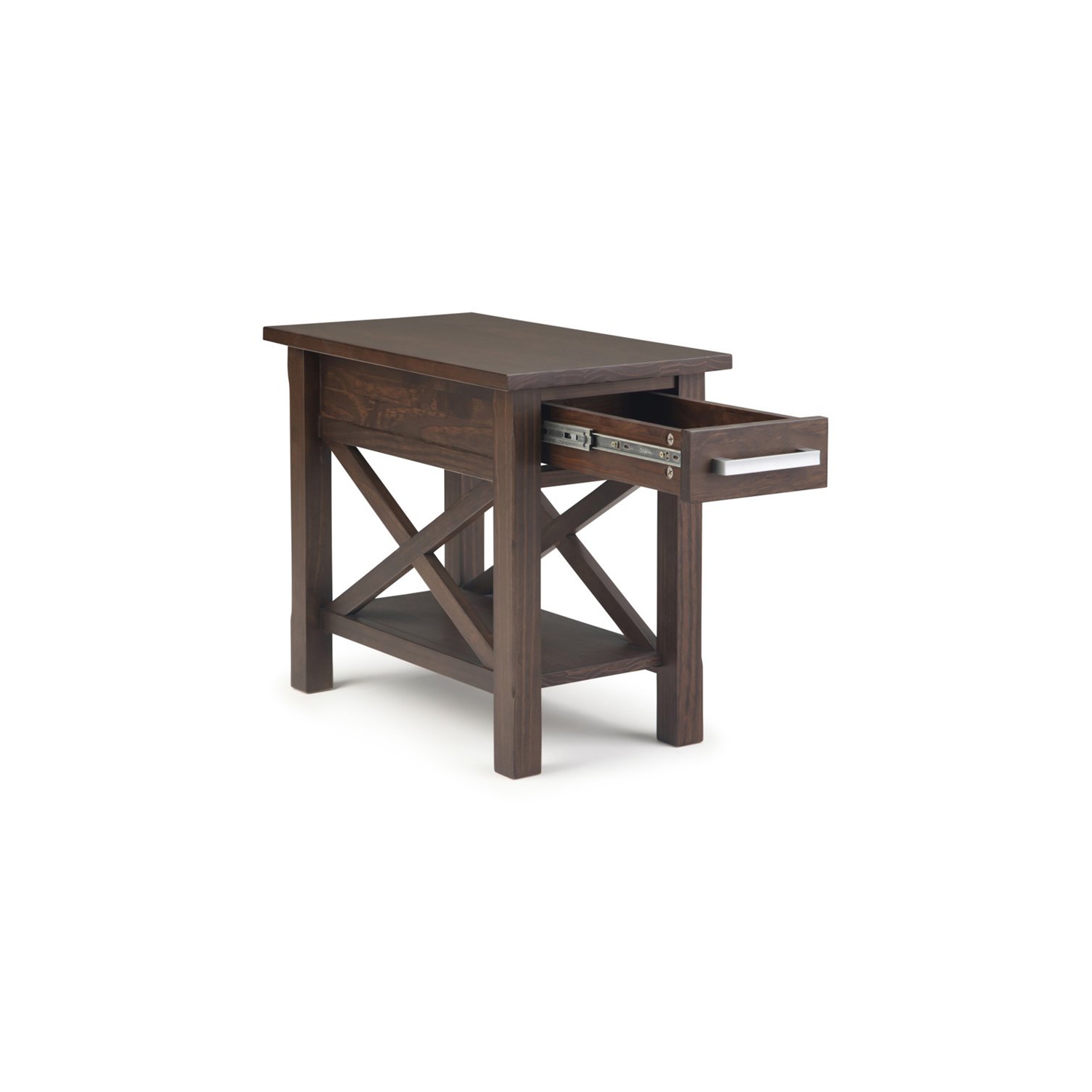 Simpli Home Kitchener 1 Drawer End Table in Warm Walnut