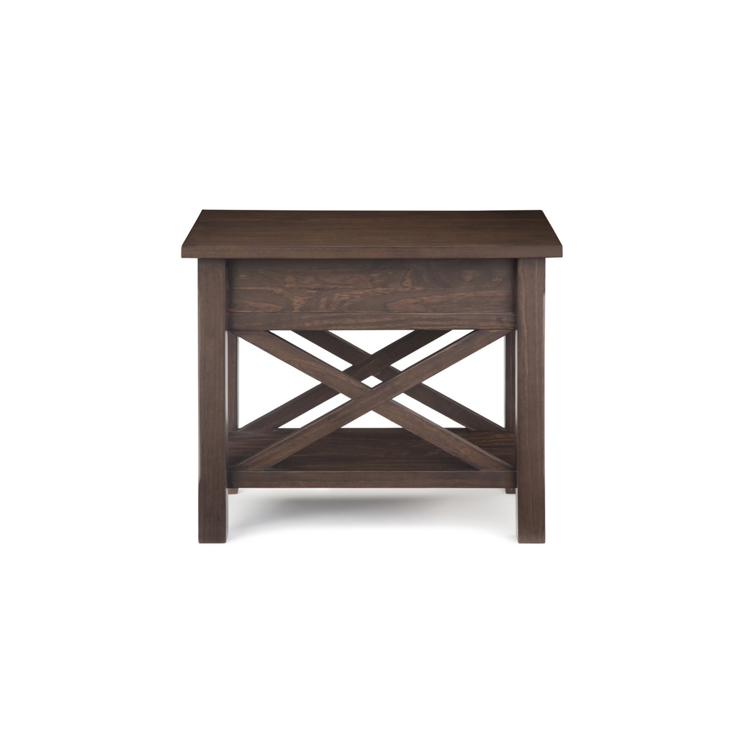Simpli Home Kitchener 1 Drawer End Table in Warm Walnut