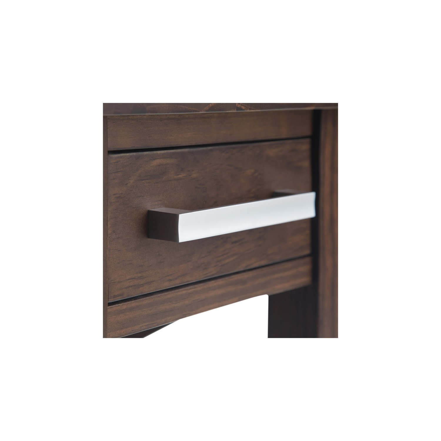 Simpli Home Kitchener 1 Drawer End Table in Warm Walnut