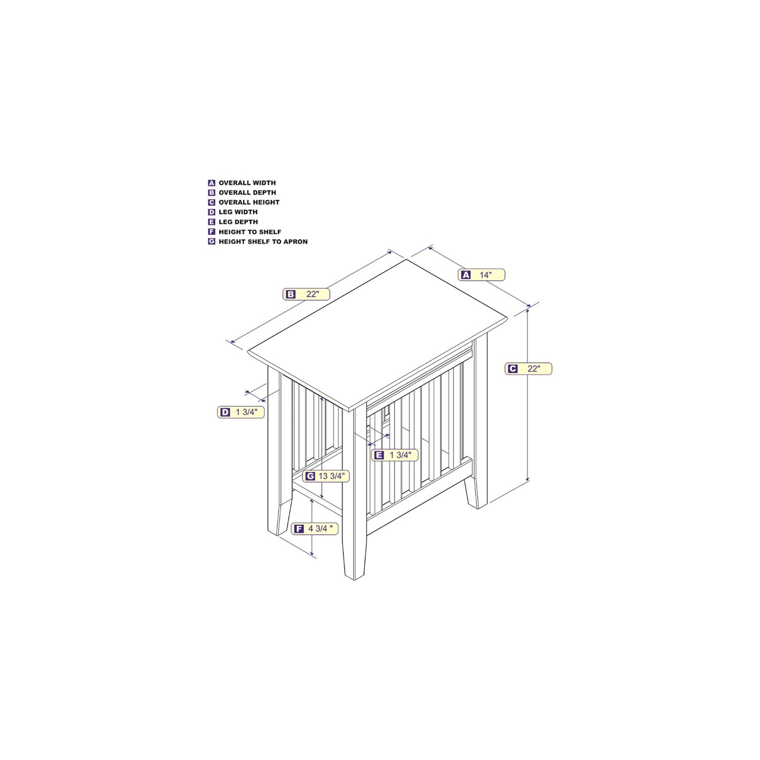 AFI Mission 14" End Table in White