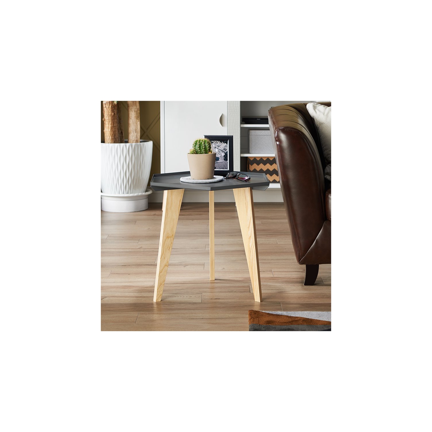 Furniture of America Bok Modern Chic Metal Tray-Top End Table in Gray