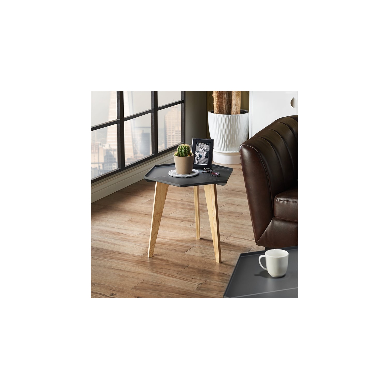 Furniture of America Bok Modern Chic Metal Tray-Top End Table in Gray