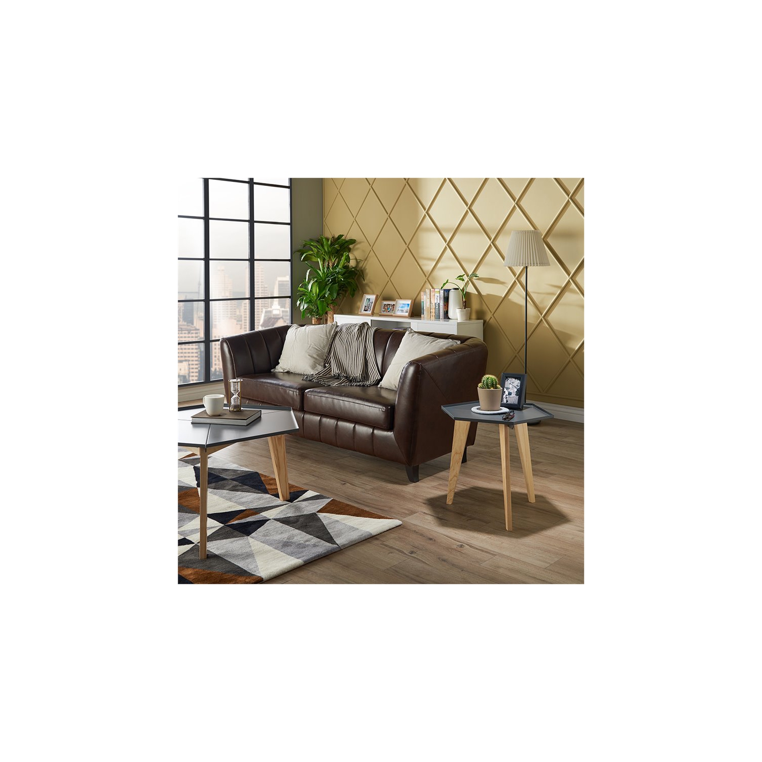 Furniture of America Bok Modern Chic Metal Tray-Top End Table in Gray