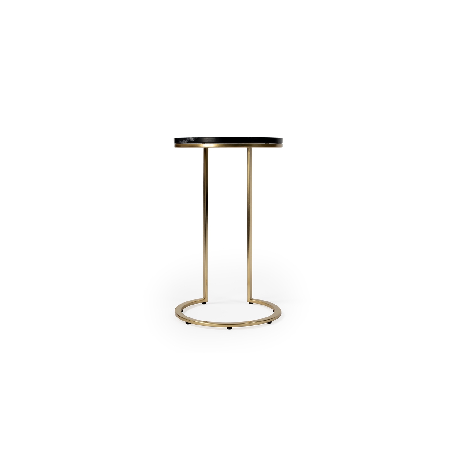 Butler Specialty Transitional Shounderia Marble Accent Table in Black and Gold