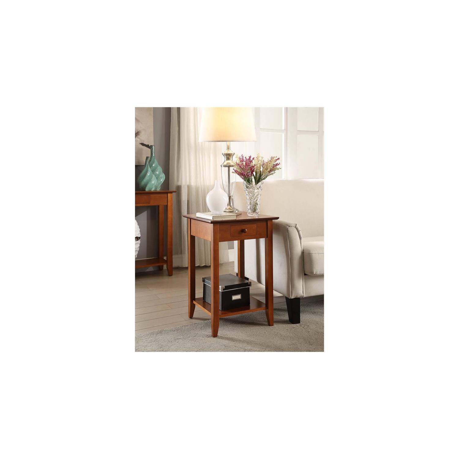 Convenience Concepts American Heritage End Table with Drawer in Cherry Wood