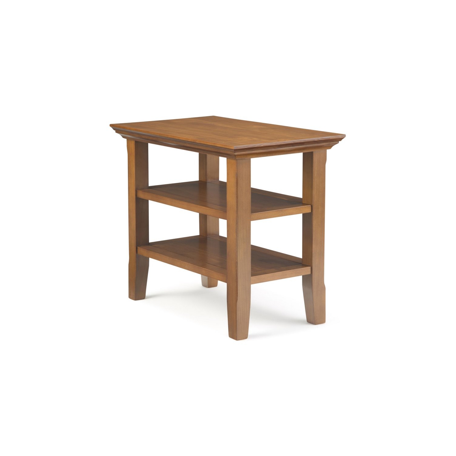 Simpli Home Acadian Wood 14" Rectangle Transitional Narrow Side Table in Light Golden Brown