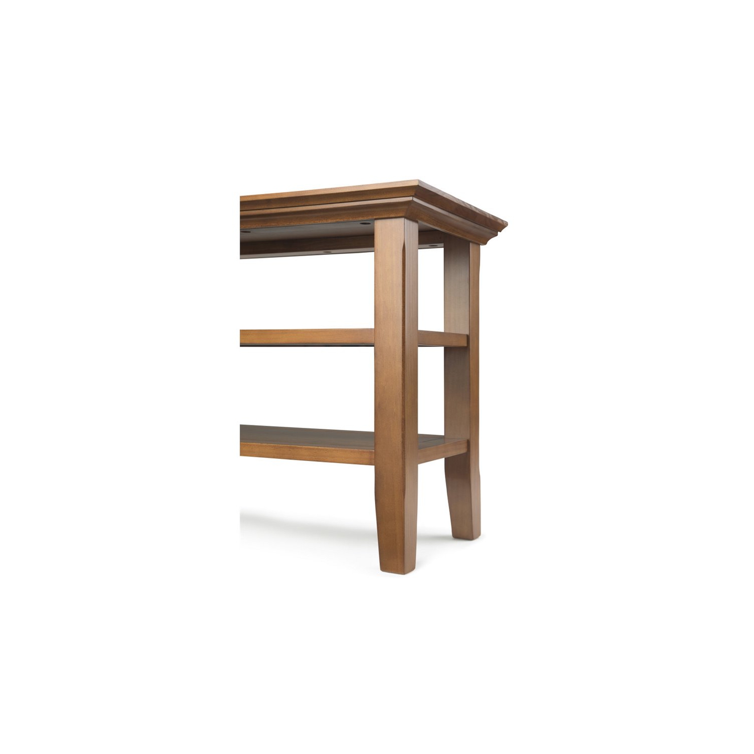 Simpli Home Acadian Wood 14" Rectangle Transitional Narrow Side Table in Light Golden Brown