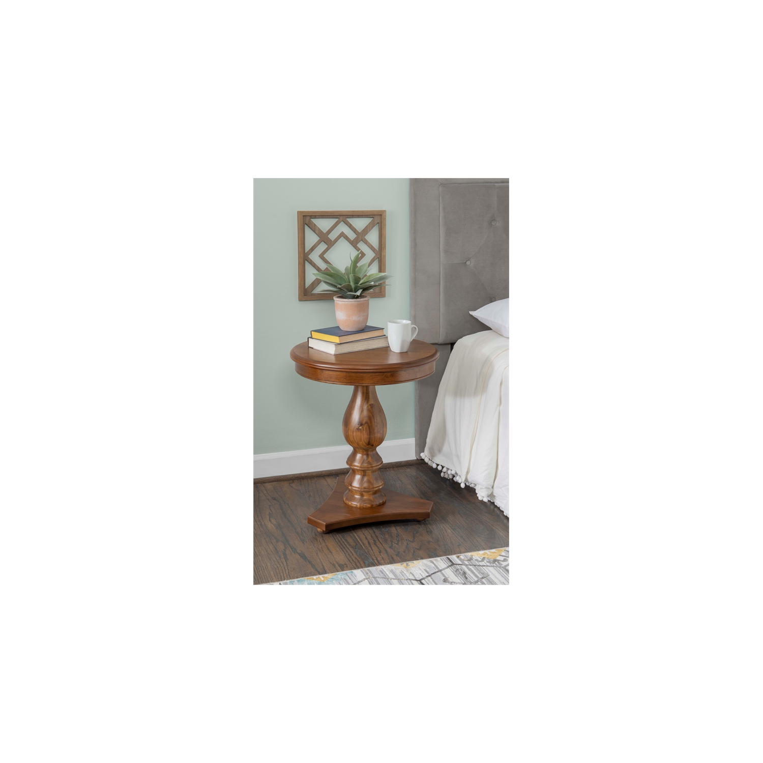 Linon Bree Wood Accent Side Table in Hazelnut Brown