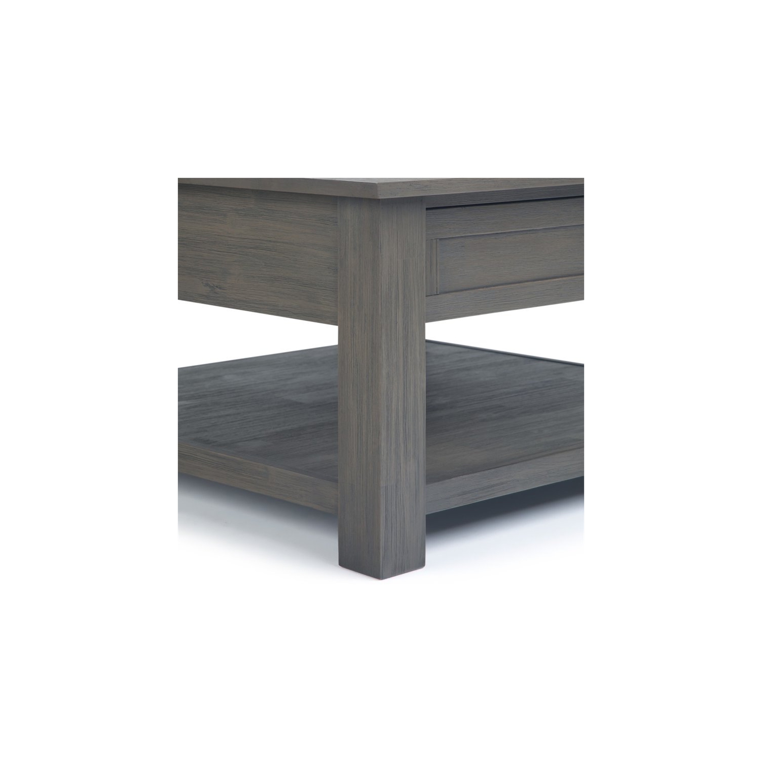 Table basse rustique carrée en BOIS D’ACACIA Monroe de 38 po de large en gris champêtre