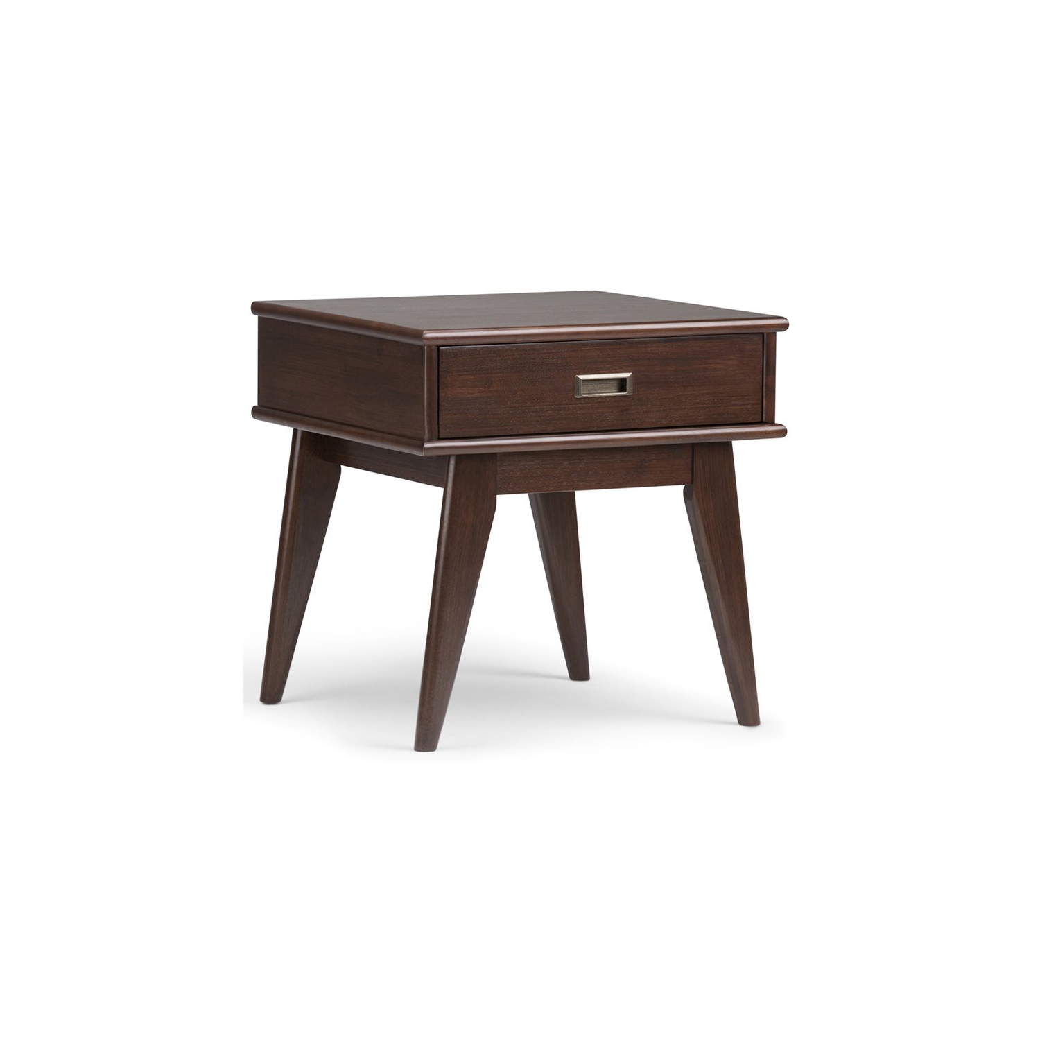 Simpli Home Draper Solid Hardood 22 " Rectangle Mid-Century Modern End Table in Medium Auburn Brown