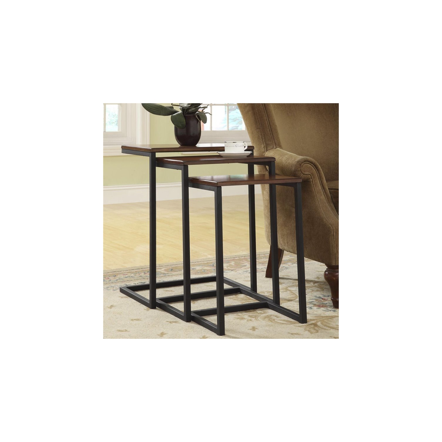 Carolina Classics Astrid Nesting Table Set in Chestnut and Black