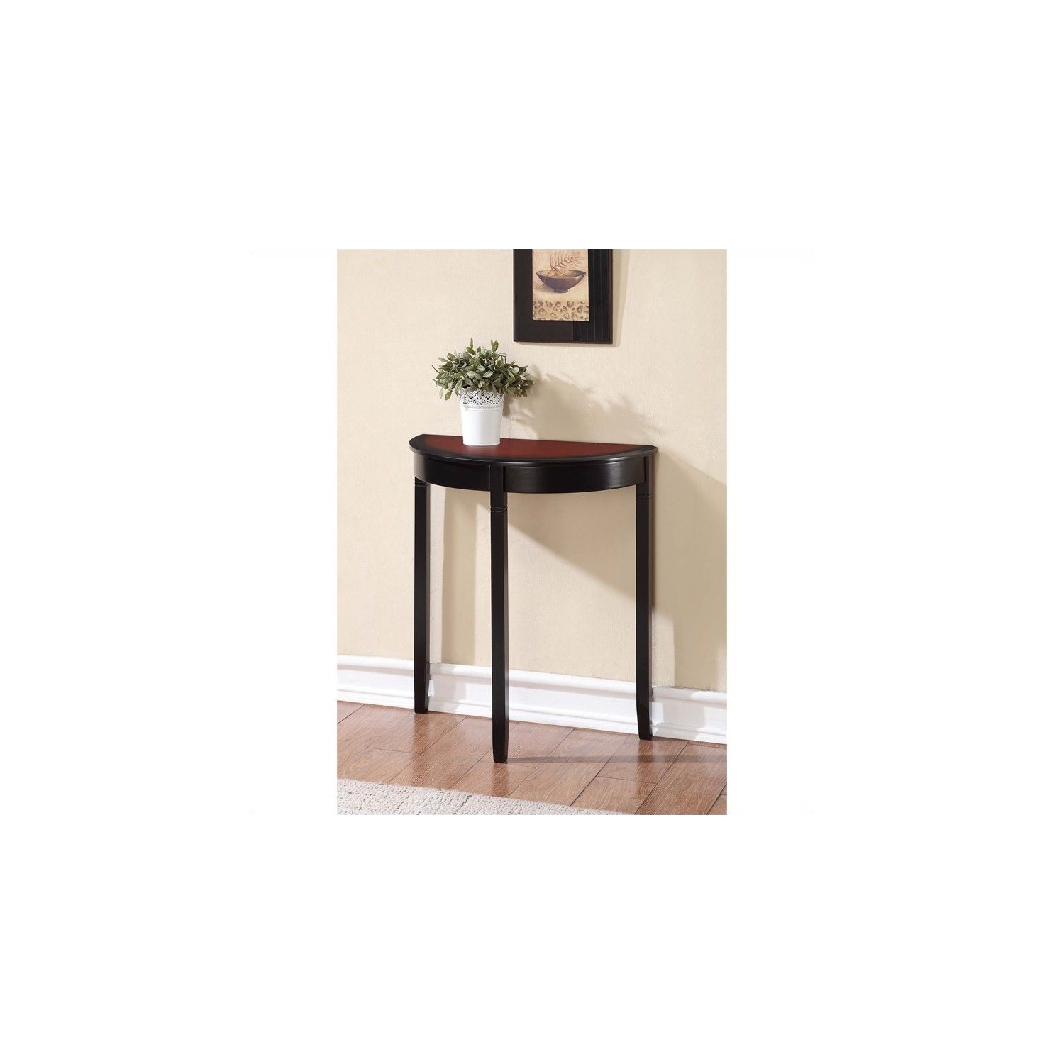 Table console Linon Camden demi Lune, bois noir
