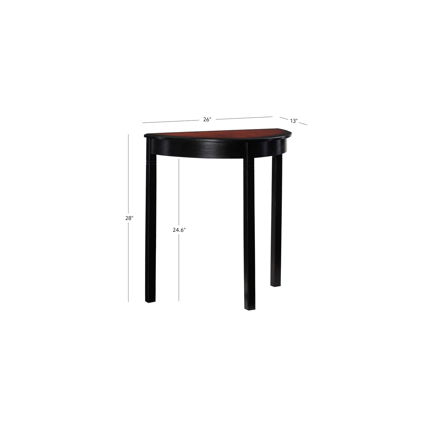 Table console Linon Camden demi Lune, bois noir