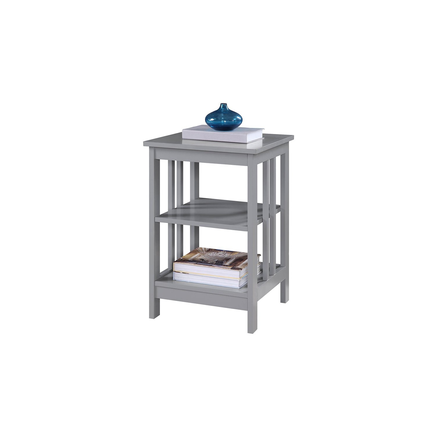 Convenience Concepts Mission 16" Square End Table in Gray Wood Finish