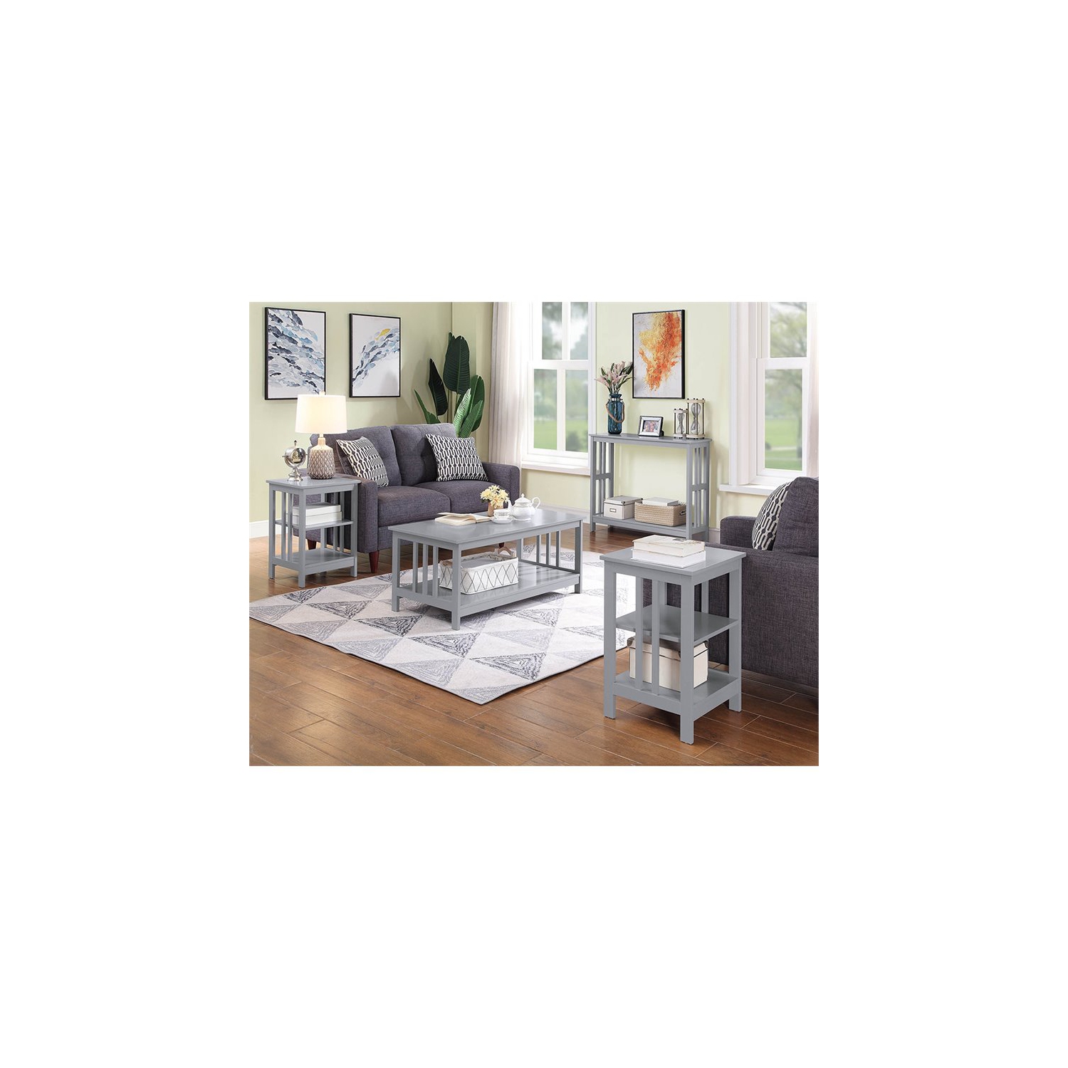 Convenience Concepts Mission 16" Square End Table in Gray Wood Finish