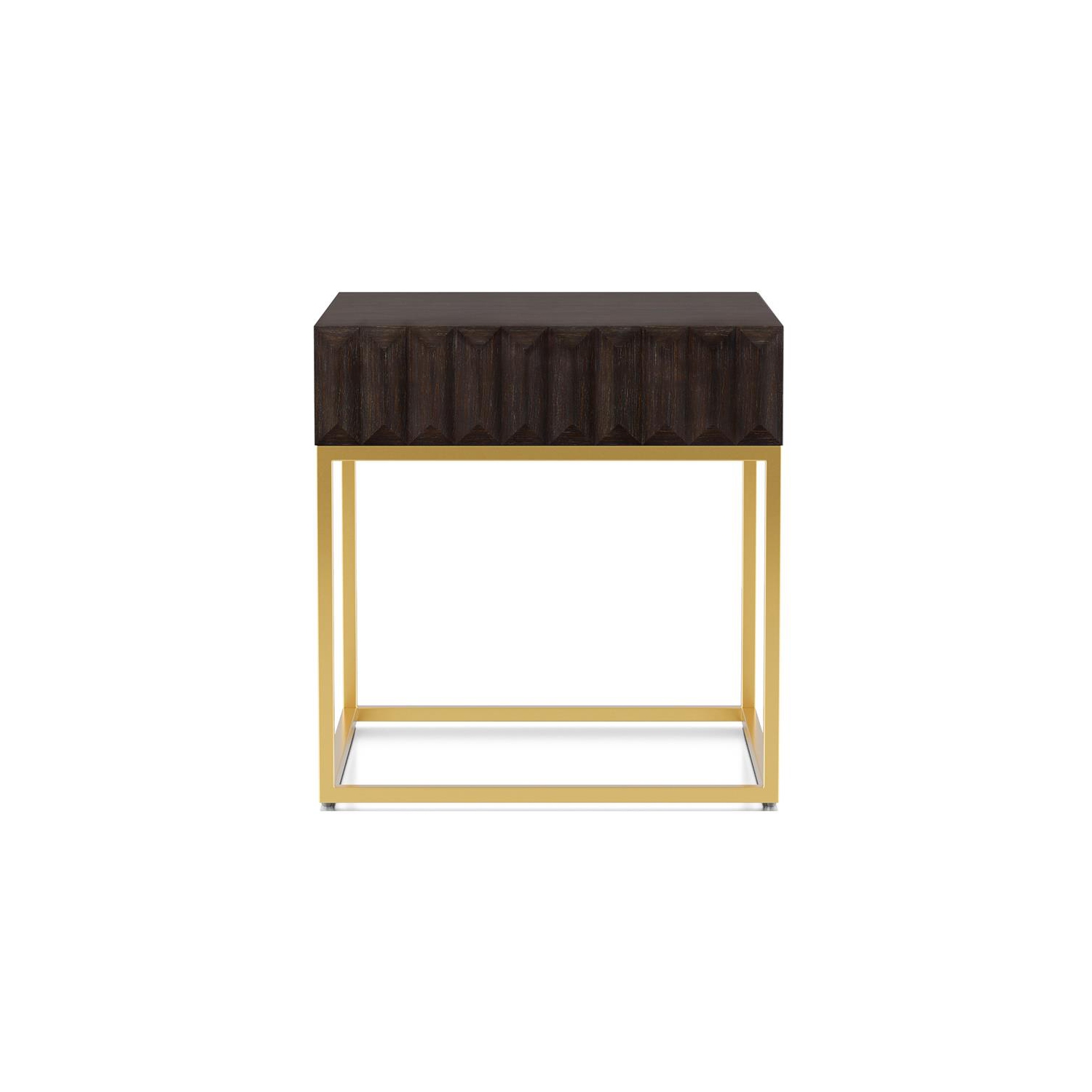 Bowery Hill Contemporary Metal 1-Drawer End Table in Walnut
