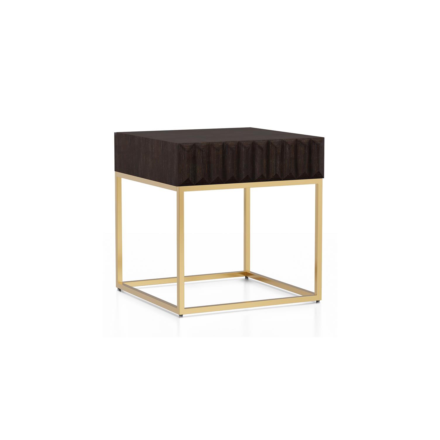 Bowery Hill Contemporary Metal 1-Drawer End Table in Walnut