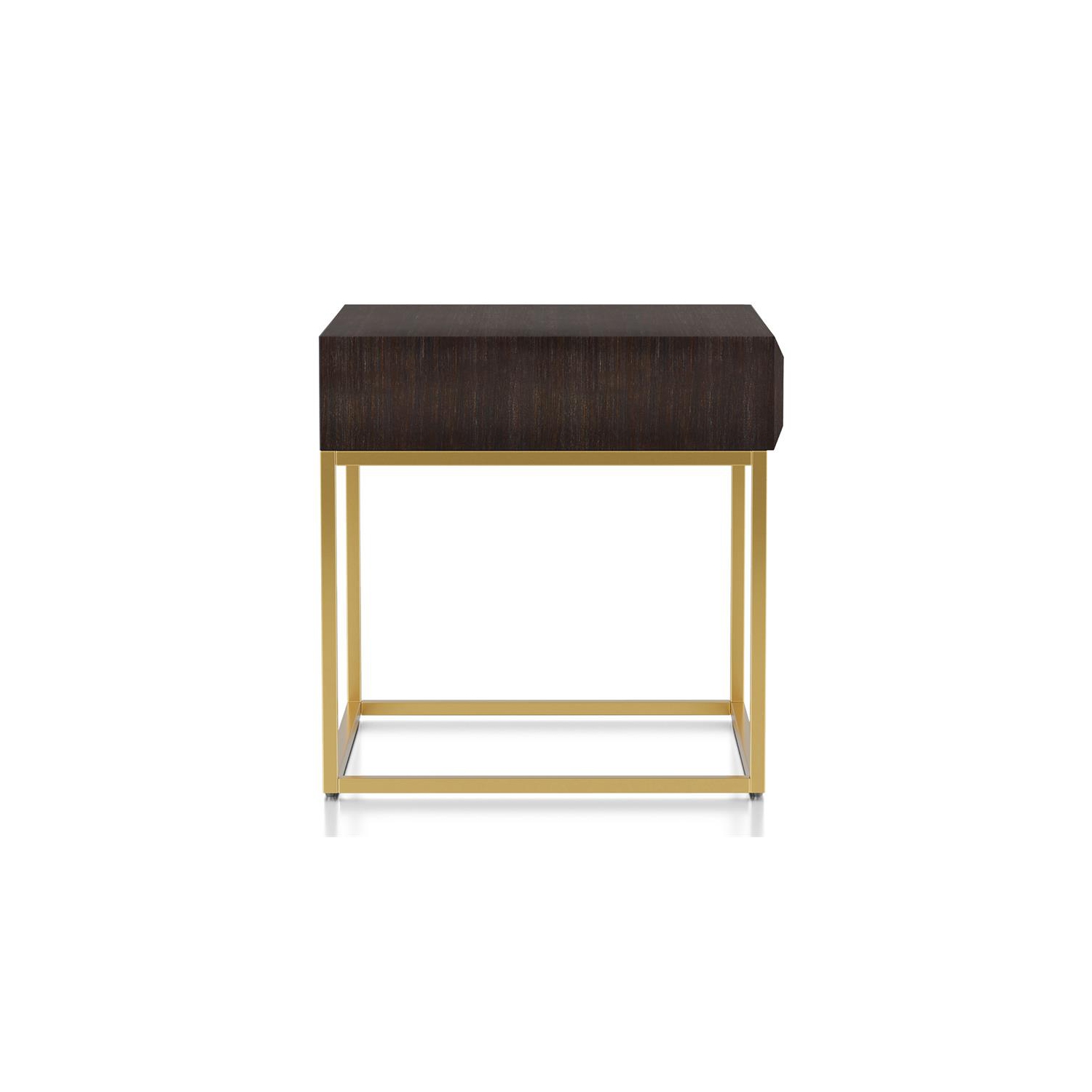 Bowery Hill Contemporary Metal 1-Drawer End Table in Walnut