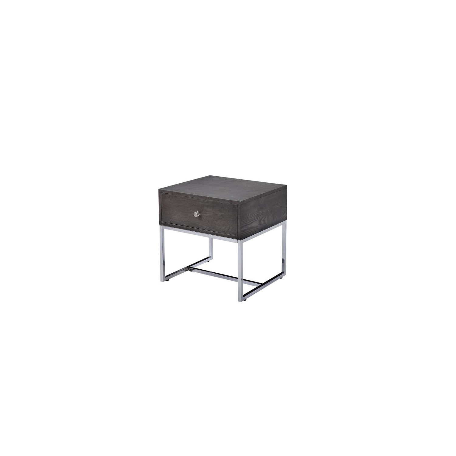ACME Iban End Table in Gray Oak and Chrome