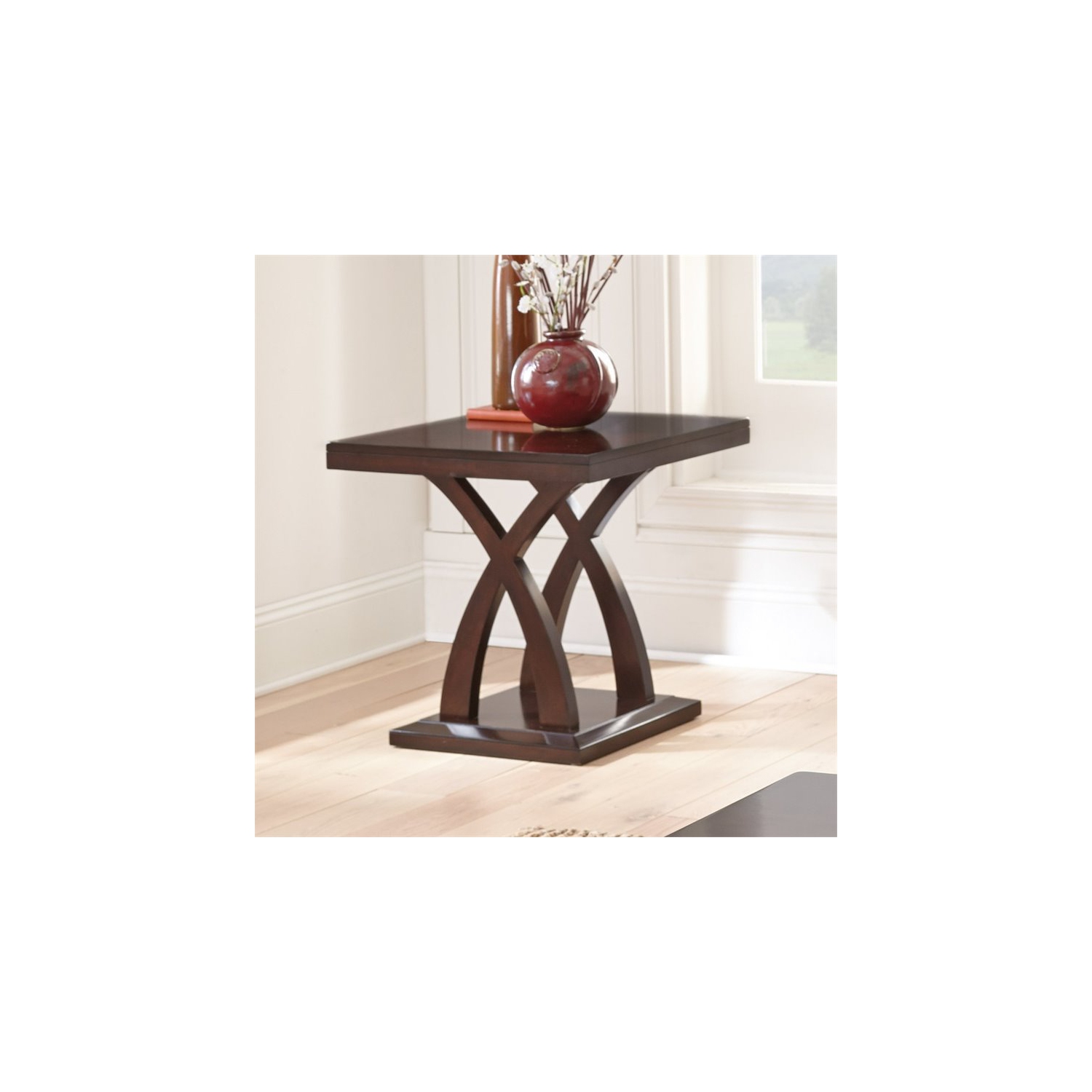 Jocelyn Square End Table in Espresso Cherry Wood