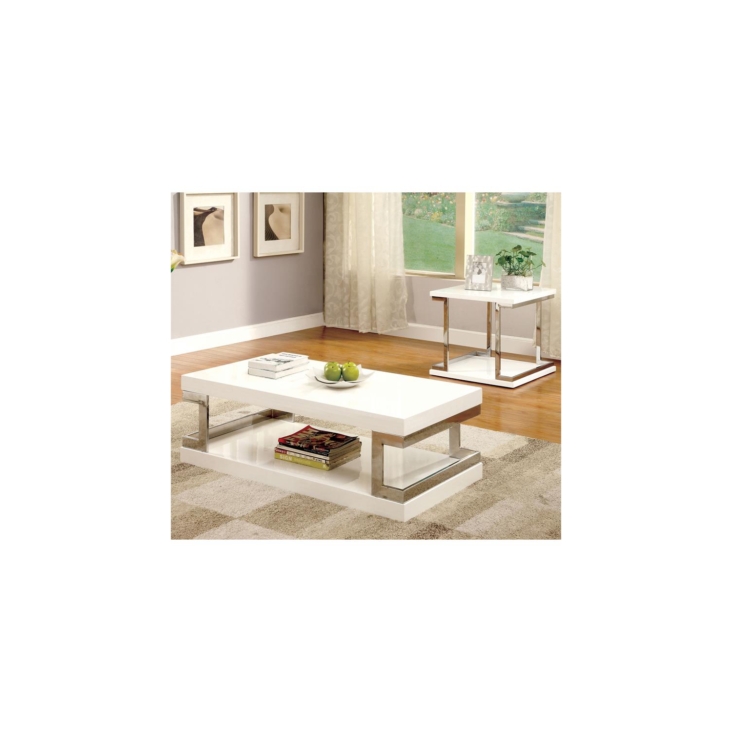Furniture of America Bargunde Contemporary Wood Square End Table in White