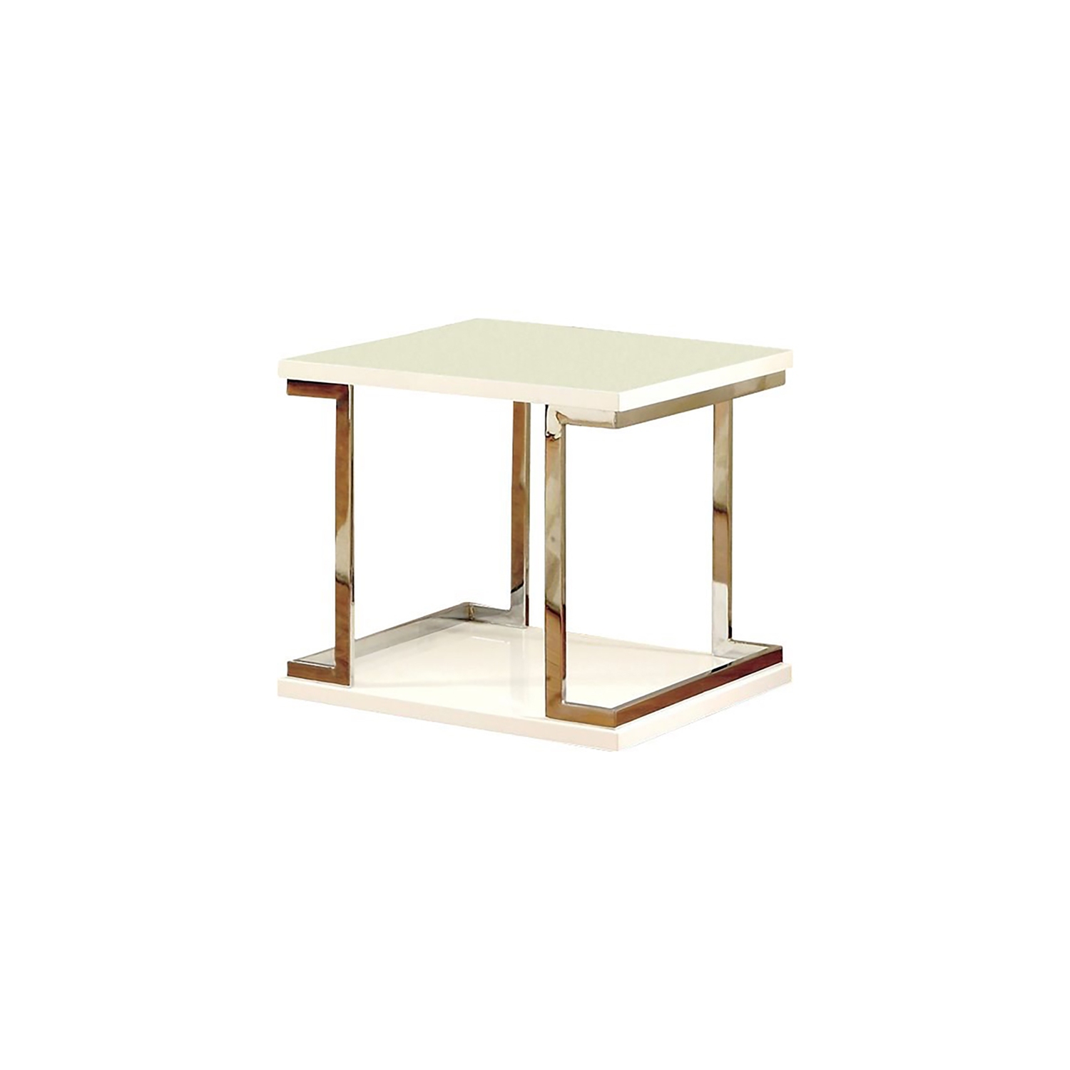 Furniture of America Bargunde Contemporary Wood Square End Table in White