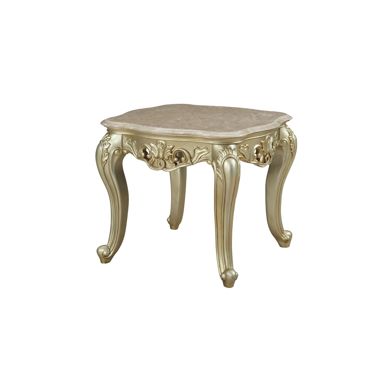 ACME Gorsedd End Table in Marble and Antique White