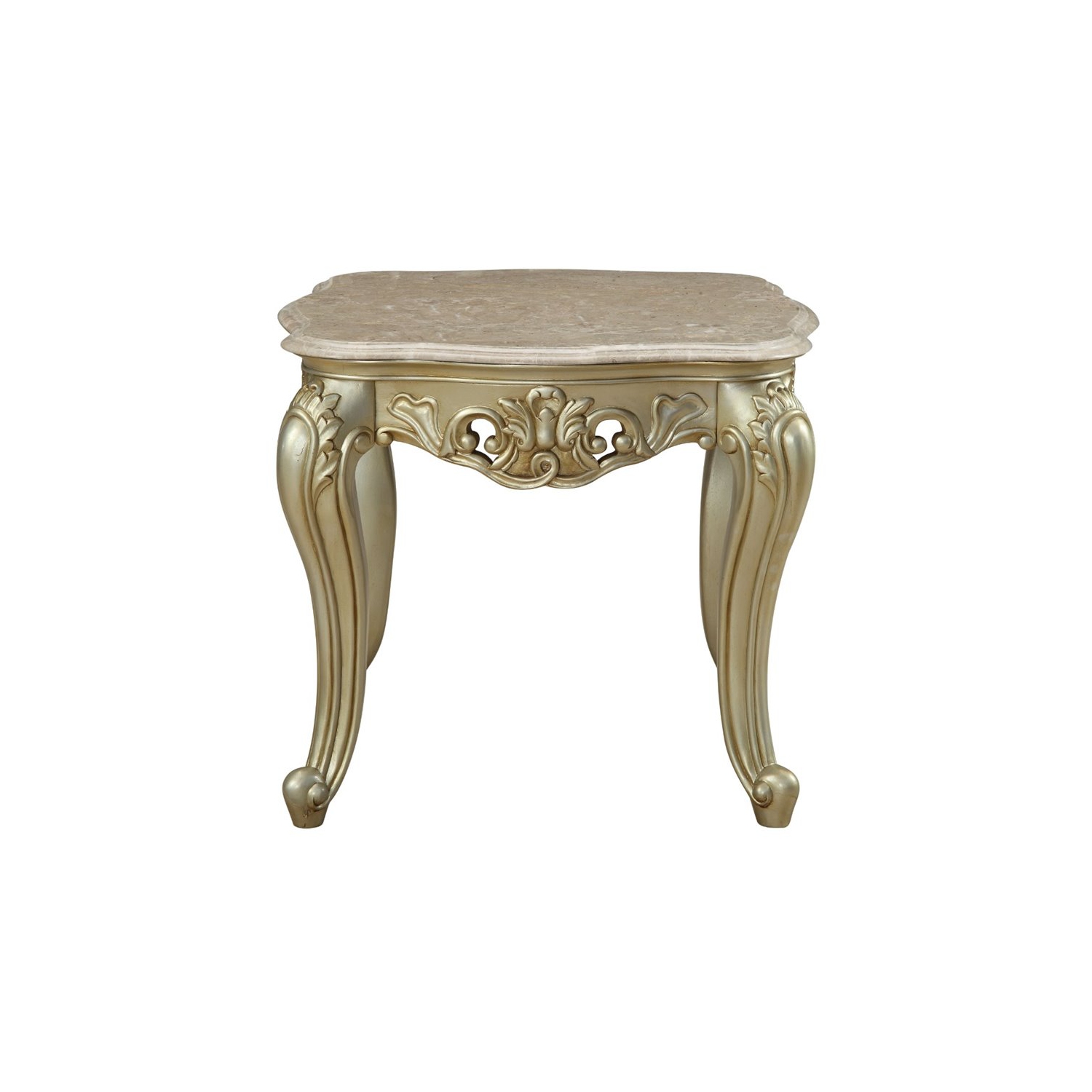 ACME Gorsedd End Table in Marble and Antique White