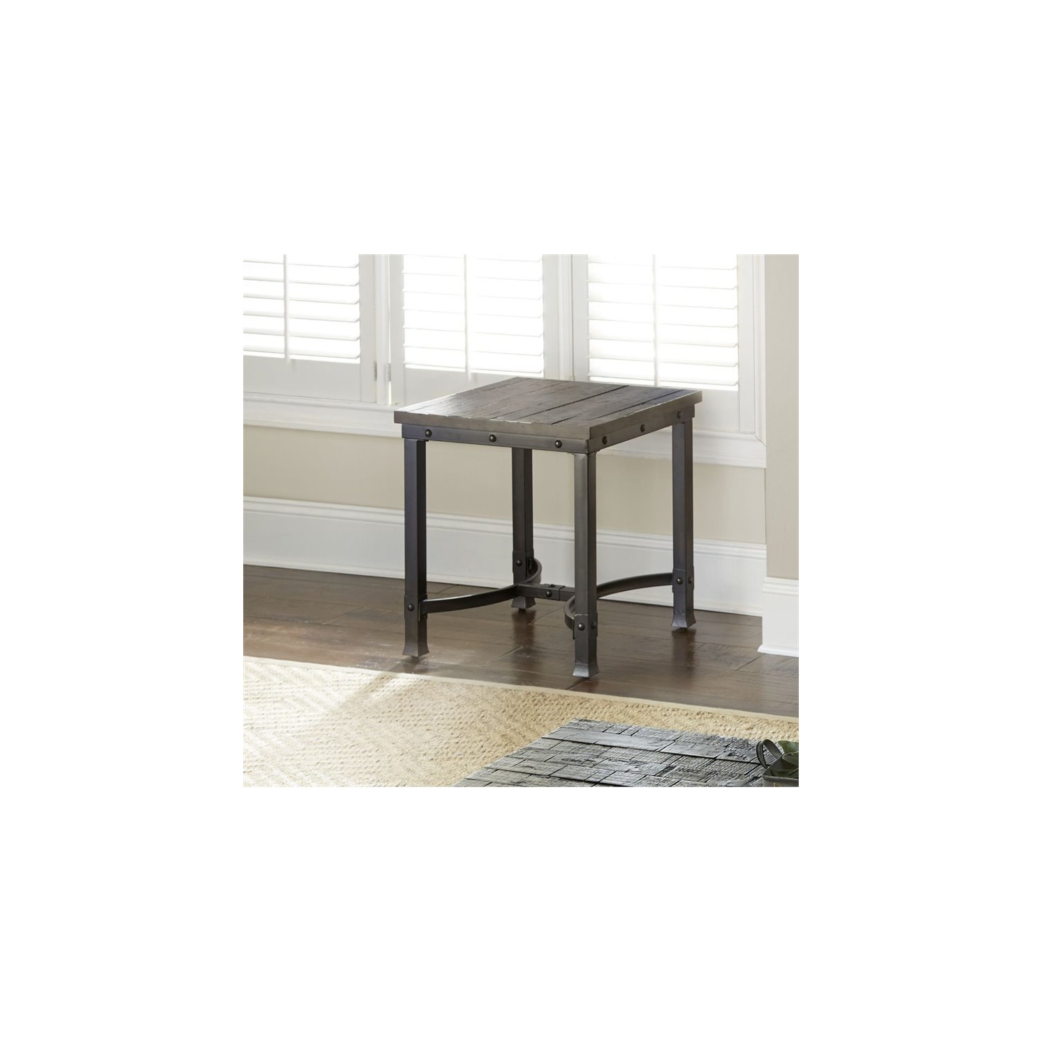 Ambrose Square End Table in Rustic Brown
