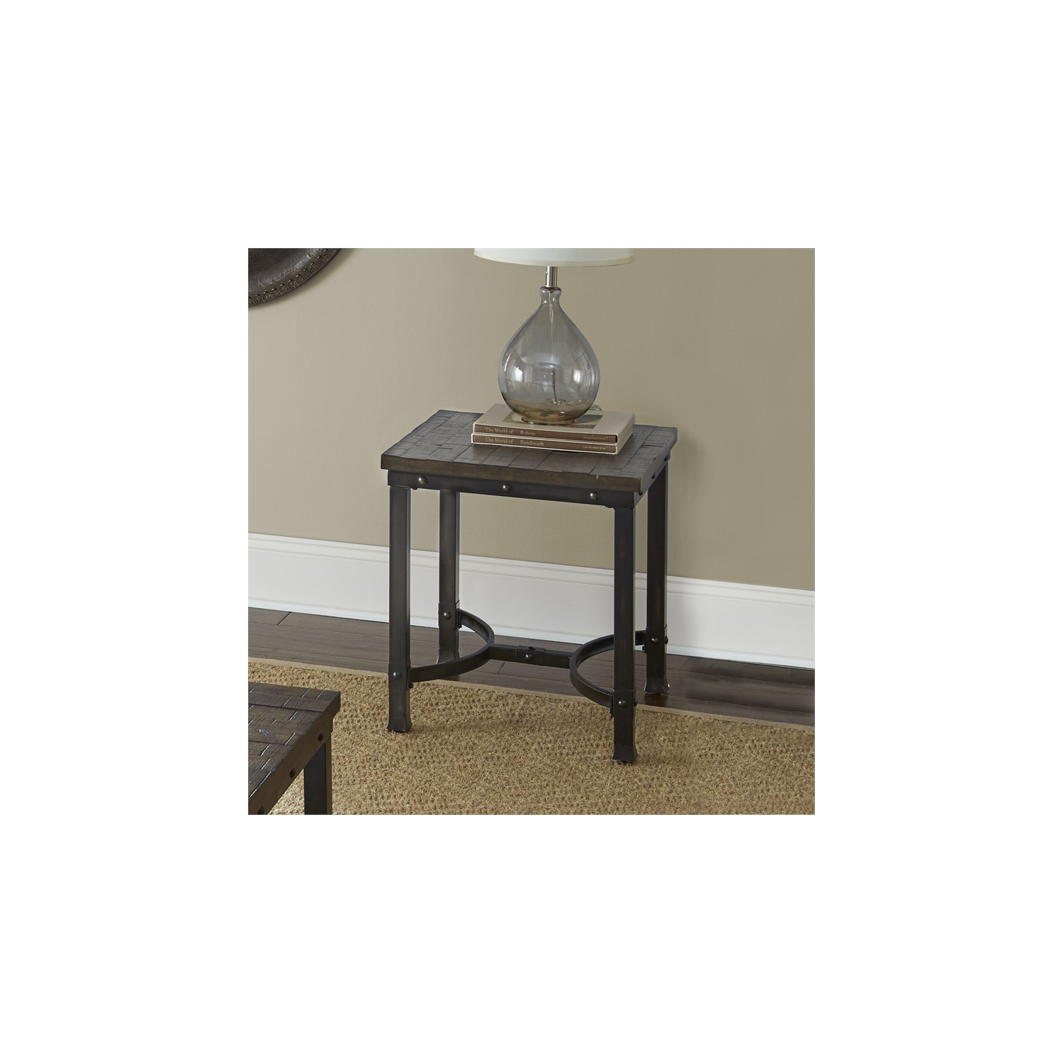 Ambrose Square End Table in Rustic Brown