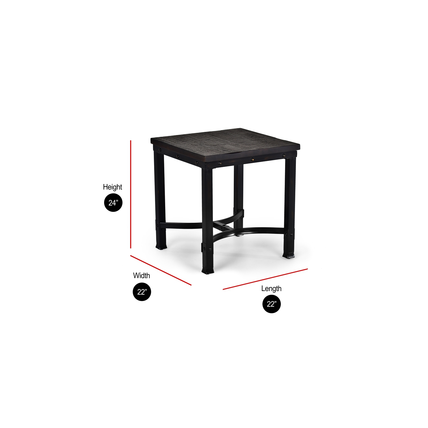 Ambrose Square End Table in Rustic Brown