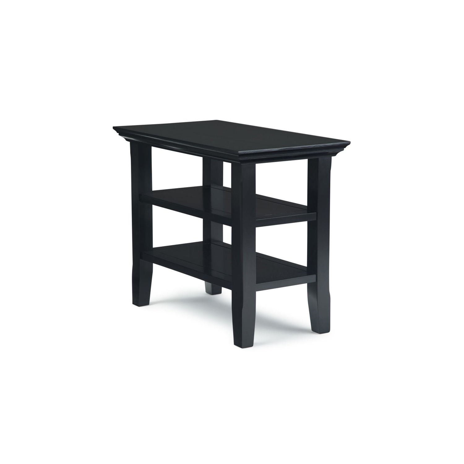 Simpli Home Acadian Wood 14" Rectangle Transitional Narrow Side Table in Black