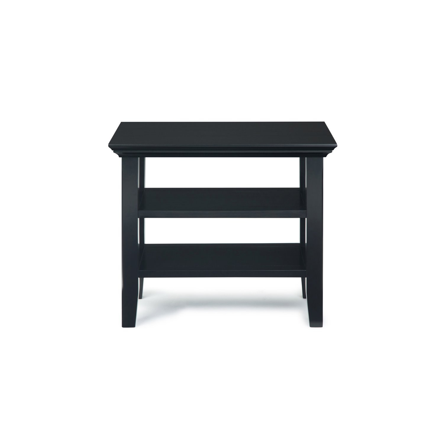 Simpli Home Acadian Wood 14" Rectangle Transitional Narrow Side Table in Black