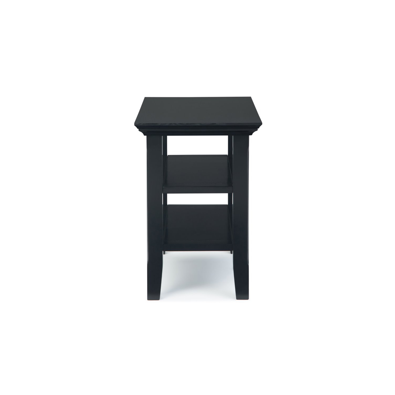 Simpli Home Acadian Wood 14" Rectangle Transitional Narrow Side Table in Black